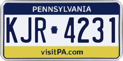 PA license plate KJR4231