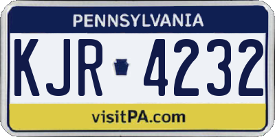 PA license plate KJR4232