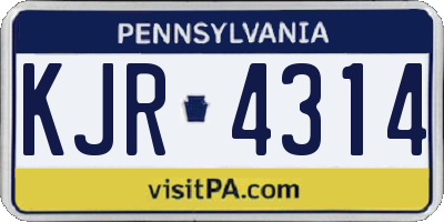 PA license plate KJR4314