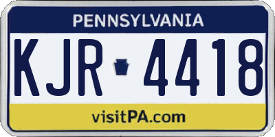 PA license plate KJR4418