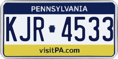 PA license plate KJR4533