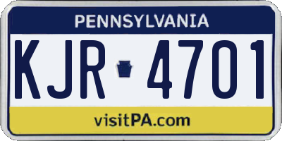 PA license plate KJR4701