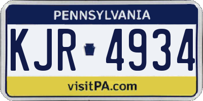 PA license plate KJR4934