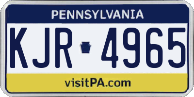 PA license plate KJR4965