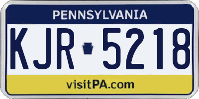 PA license plate KJR5218