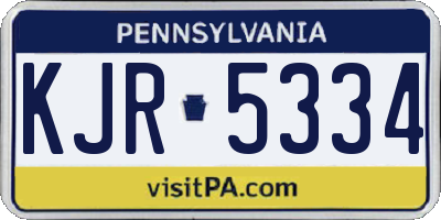 PA license plate KJR5334