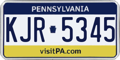PA license plate KJR5345
