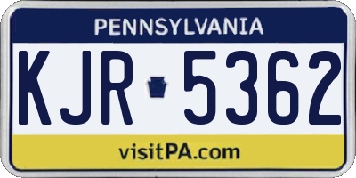 PA license plate KJR5362
