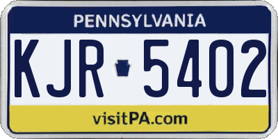 PA license plate KJR5402