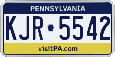 PA license plate KJR5542