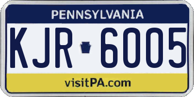 PA license plate KJR6005