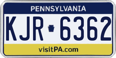 PA license plate KJR6362