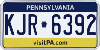 PA license plate KJR6392