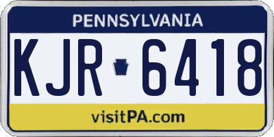 PA license plate KJR6418