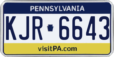 PA license plate KJR6643