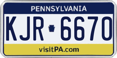 PA license plate KJR6670