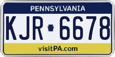PA license plate KJR6678