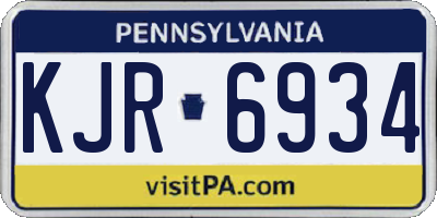 PA license plate KJR6934