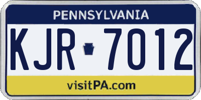 PA license plate KJR7012