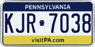 PA license plate KJR7038