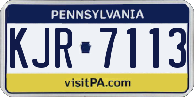 PA license plate KJR7113