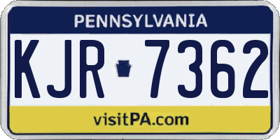 PA license plate KJR7362