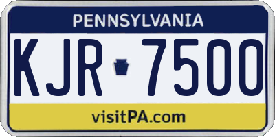 PA license plate KJR7500