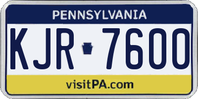 PA license plate KJR7600