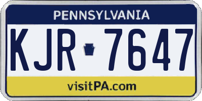 PA license plate KJR7647