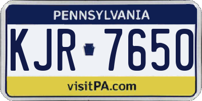 PA license plate KJR7650
