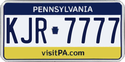PA license plate KJR7777