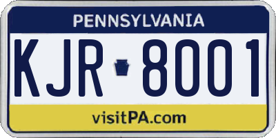 PA license plate KJR8001