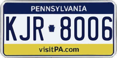 PA license plate KJR8006