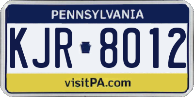 PA license plate KJR8012