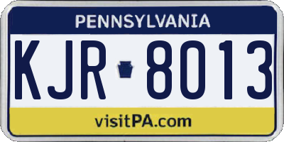 PA license plate KJR8013
