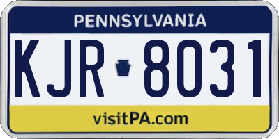 PA license plate KJR8031