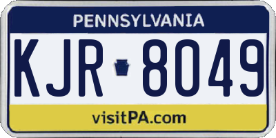 PA license plate KJR8049