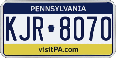 PA license plate KJR8070
