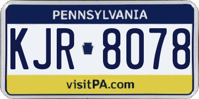 PA license plate KJR8078