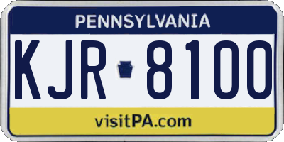 PA license plate KJR8100