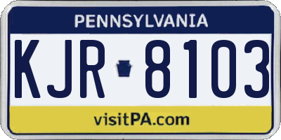 PA license plate KJR8103