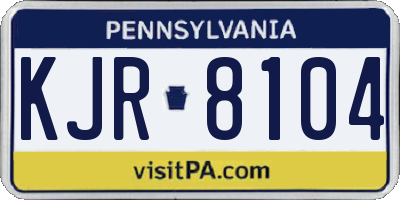 PA license plate KJR8104