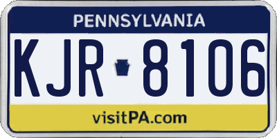 PA license plate KJR8106