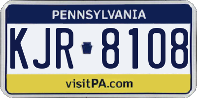 PA license plate KJR8108