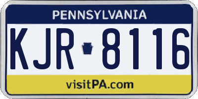 PA license plate KJR8116