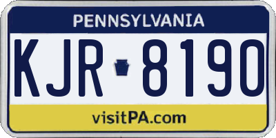 PA license plate KJR8190