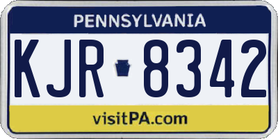 PA license plate KJR8342