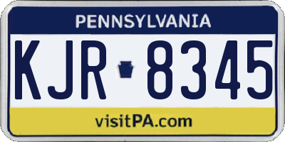 PA license plate KJR8345