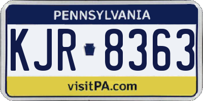 PA license plate KJR8363