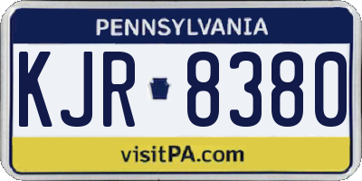 PA license plate KJR8380